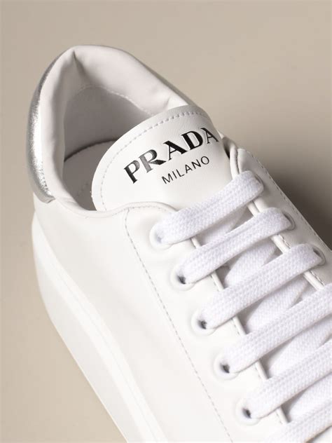 white prada trainers|prada white sneakers women's.